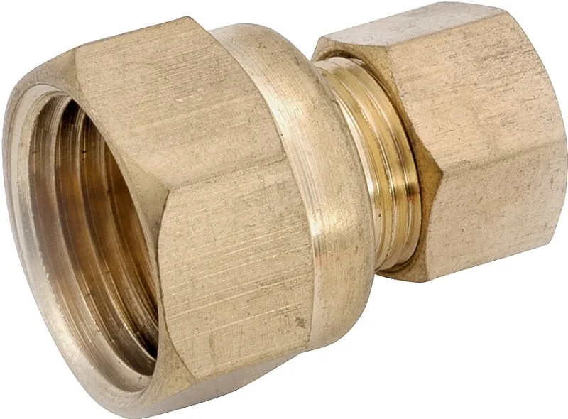 Anderson Metals 750066-0608 Tubing Coupling, 3/8 x 1/2 in, Compression x FIP, Brass :EA: QUANTITY: 10