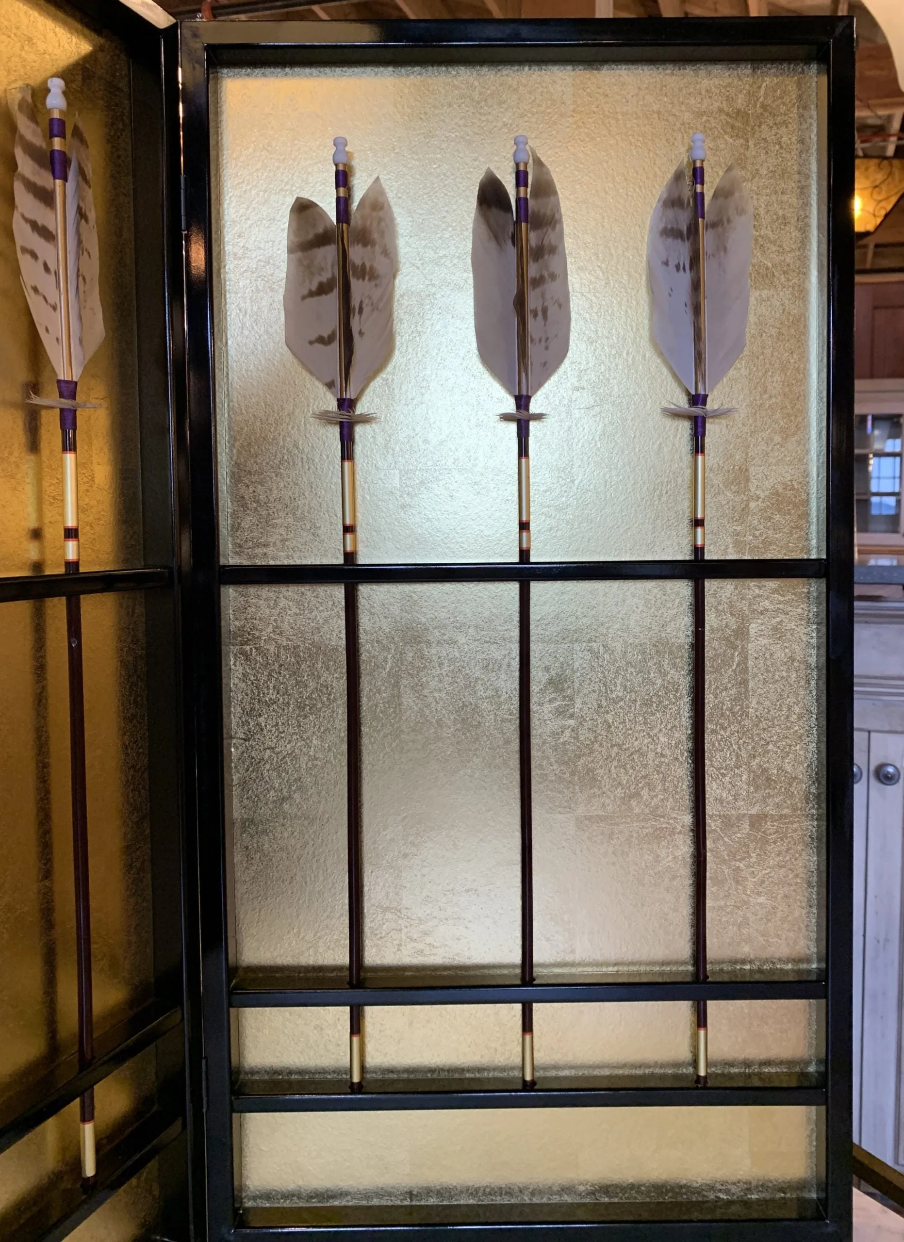 Asian Table Top Screen, Two Panel, Ornamental Arrows