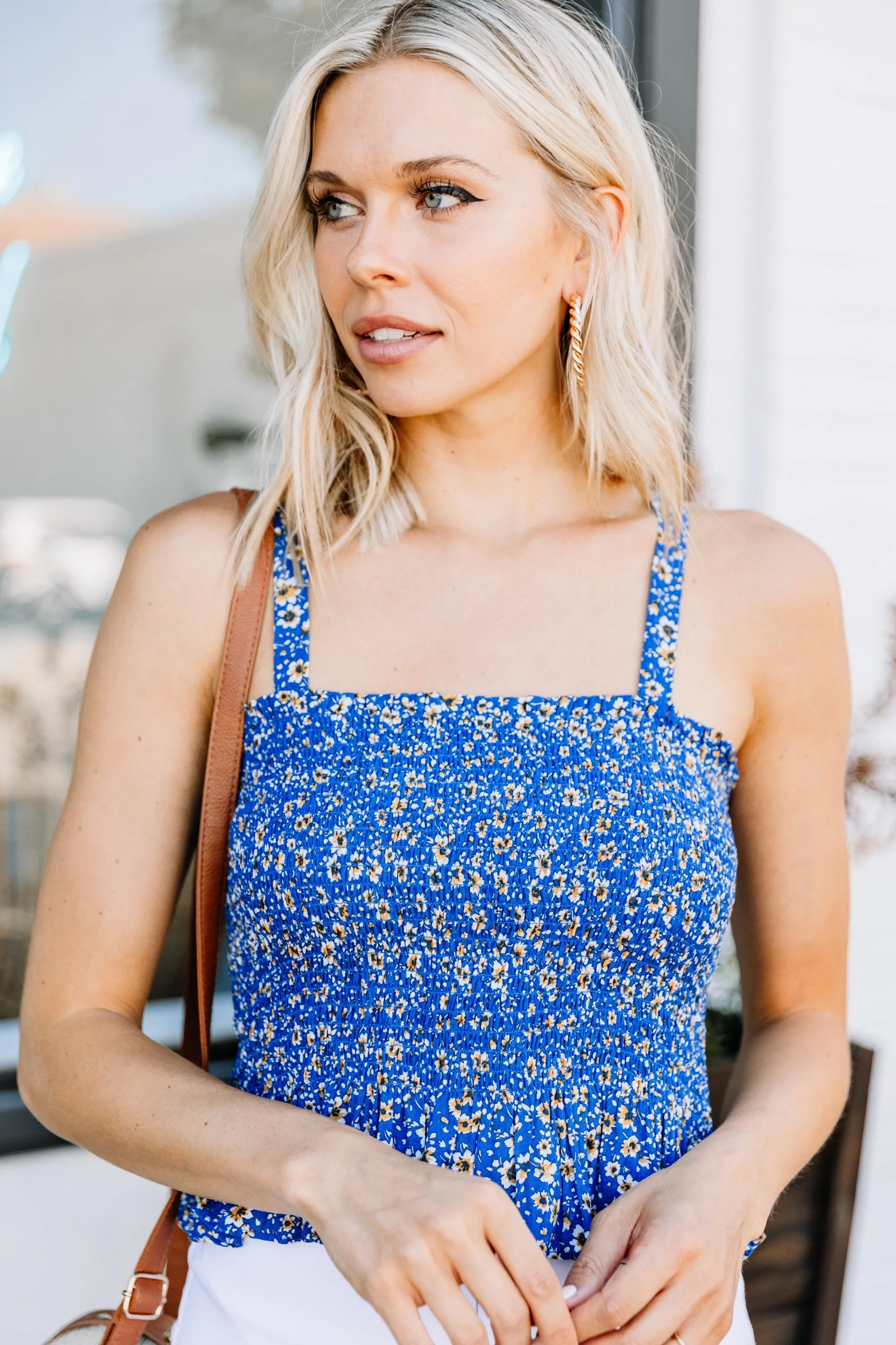 Blissful Beauty Blue Floral Tank
