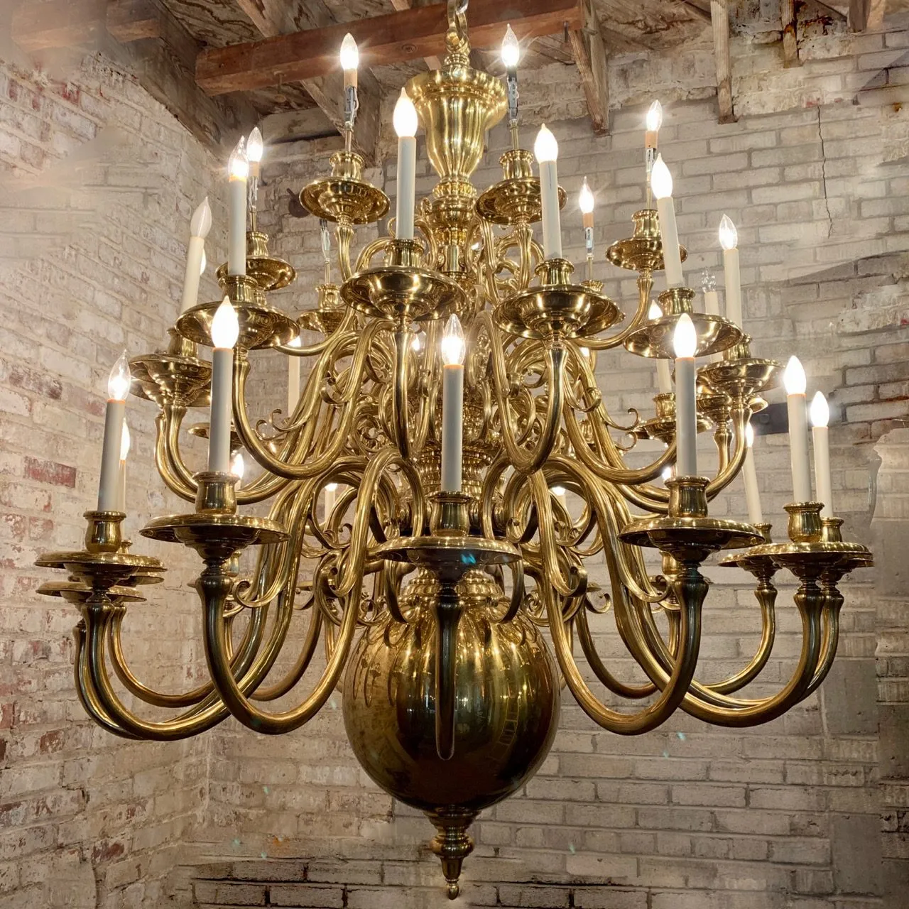 Brass Chandelier, Oversized, 35- Candle Light, Traditional