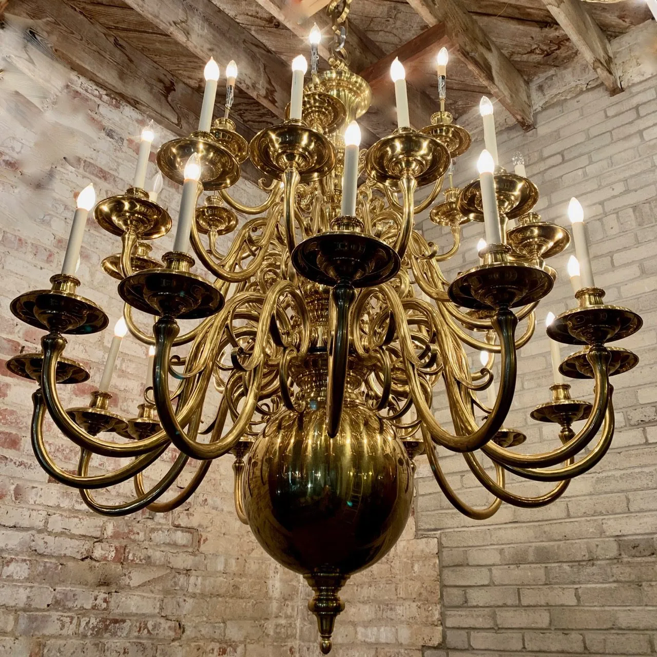 Brass Chandelier, Oversized, 35- Candle Light, Traditional