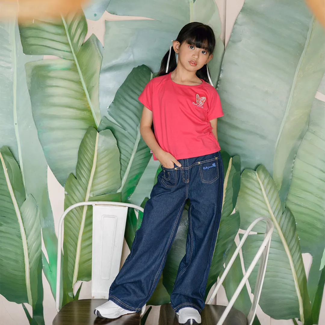 Denim culottes/ Kulot panjang jeans anak perempuan/ Rodeo Junior Girl Pink Blush