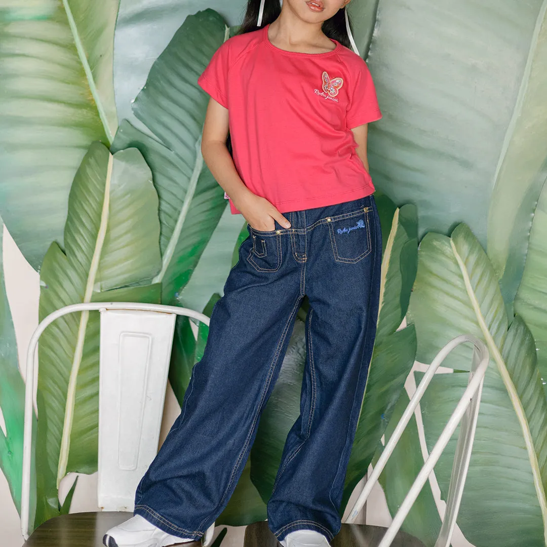 Denim culottes/ Kulot panjang jeans anak perempuan/ Rodeo Junior Girl Pink Blush