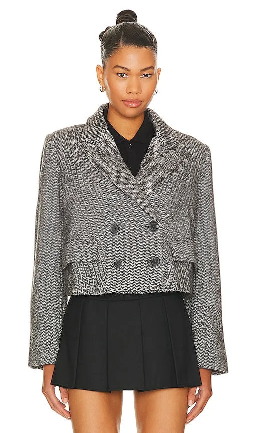 Free People Tailored Heritage Jacket in Grey