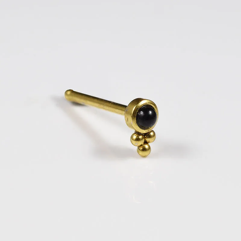 Gold Nose Stud with Onyx Stone