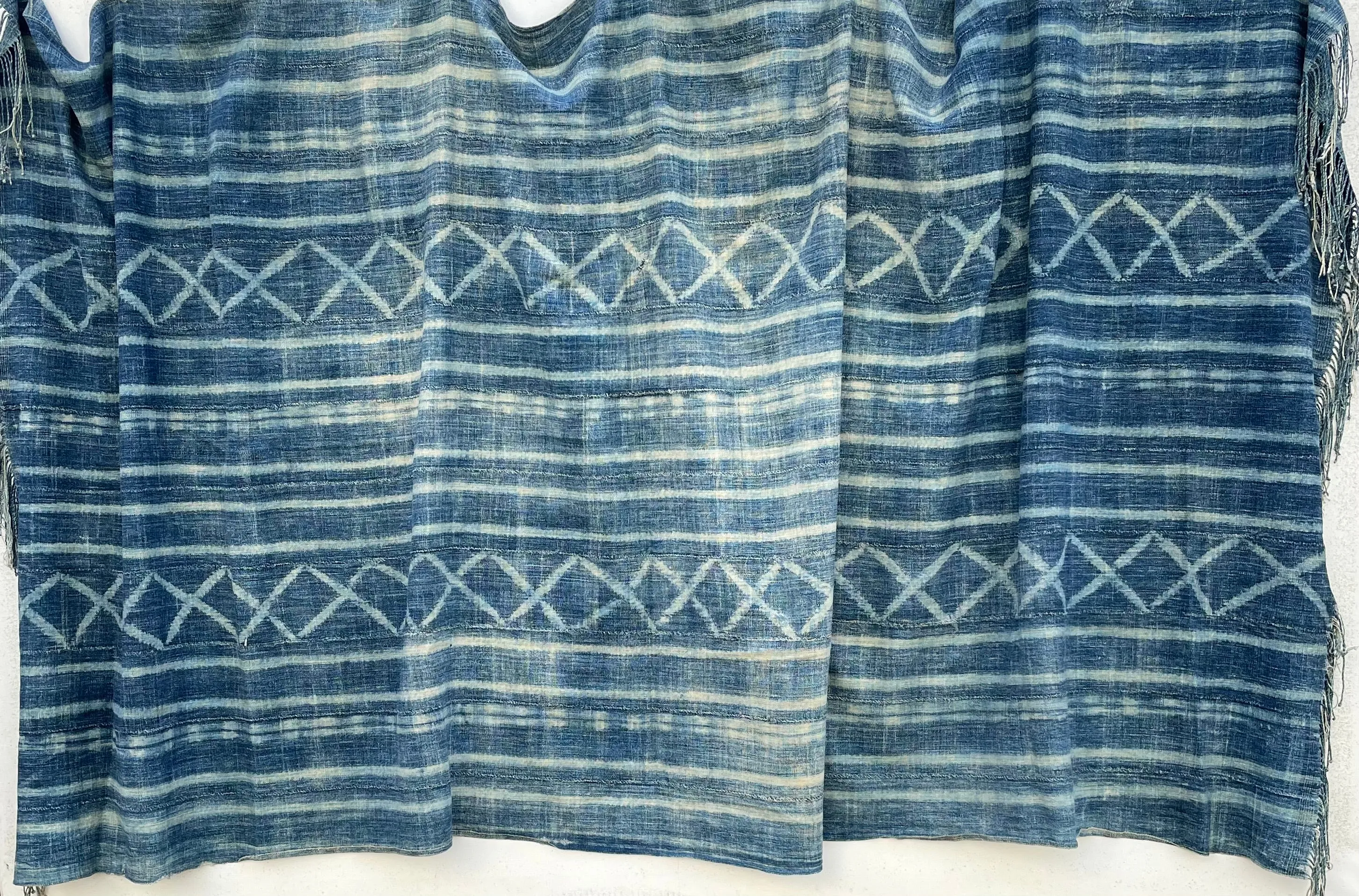 Indigo Fabric, Handwoven Faded Blue Cotton Textile, Vintage African Indigo, Tribal Cloth Hand Dyed