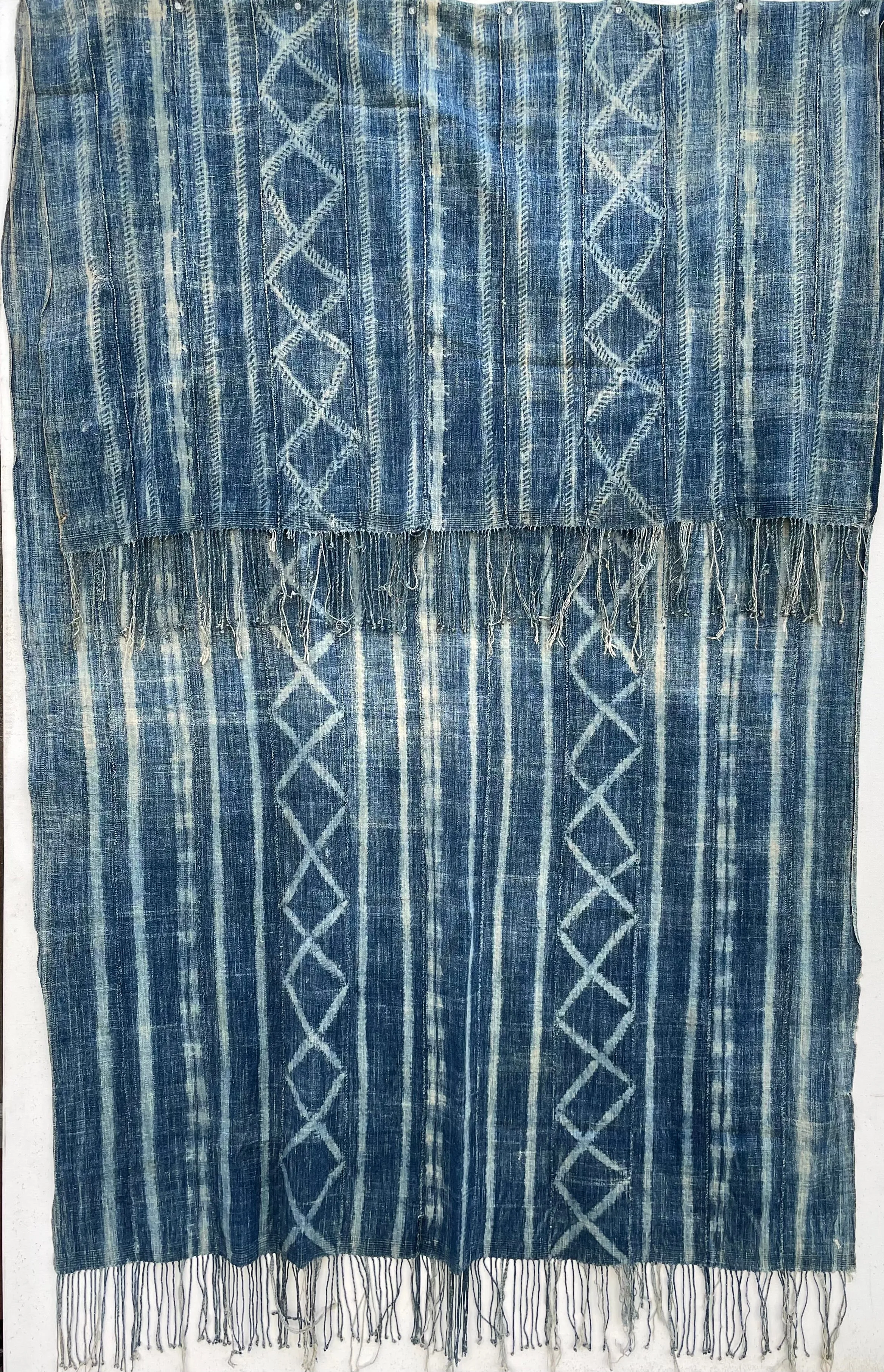 Indigo Fabric, Handwoven Faded Blue Cotton Textile, Vintage African Indigo, Tribal Cloth Hand Dyed