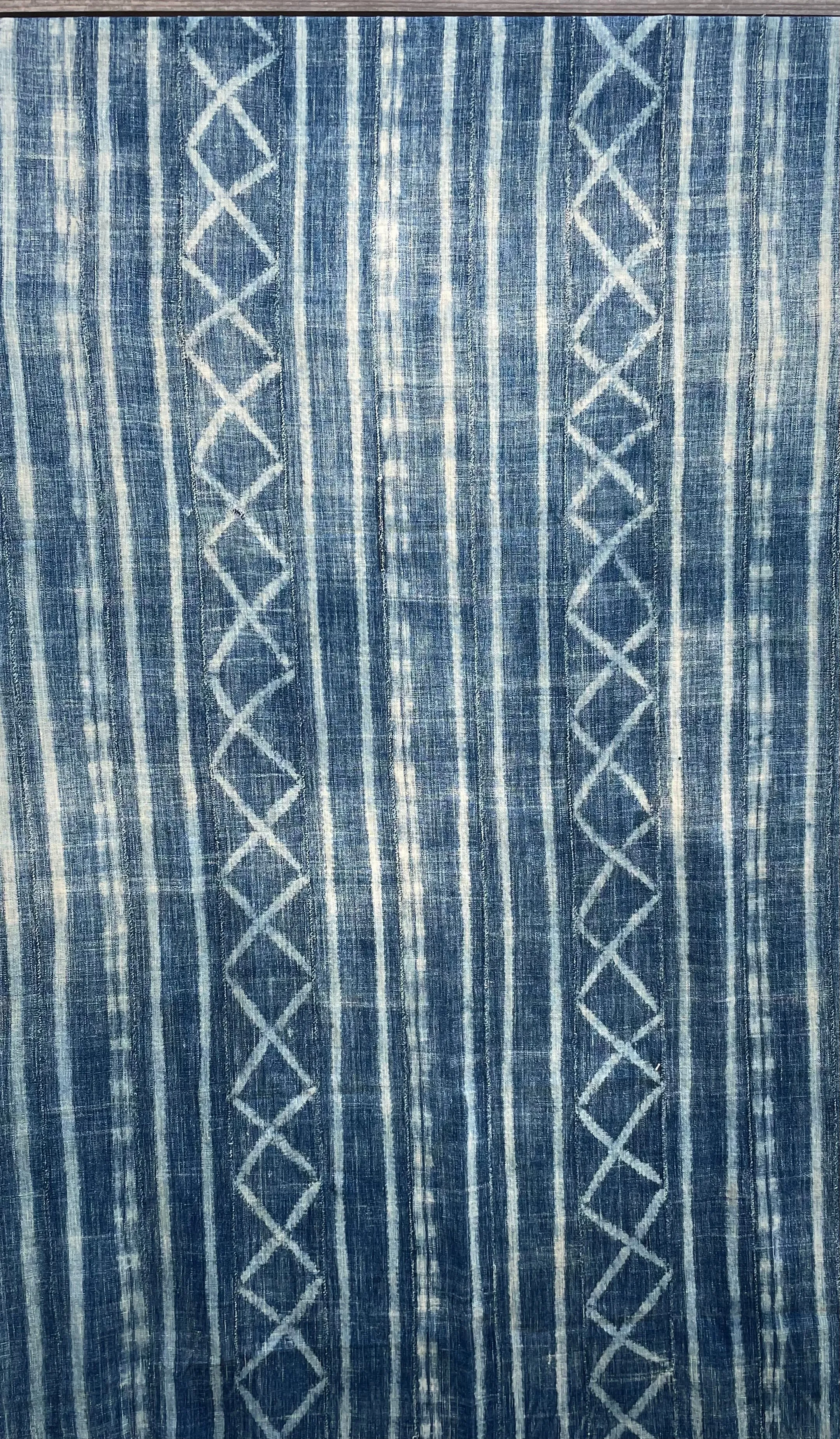 Indigo Fabric, Handwoven Faded Blue Cotton Textile, Vintage African Indigo, Tribal Cloth Hand Dyed