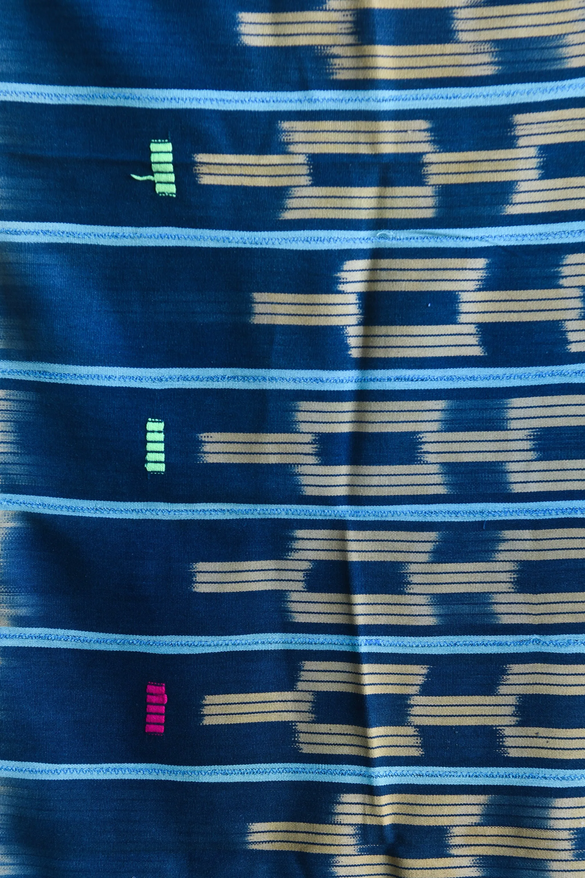 Indigo Tie Dyed Ikat Fabric,  Vintage African Baule Cotton Textile