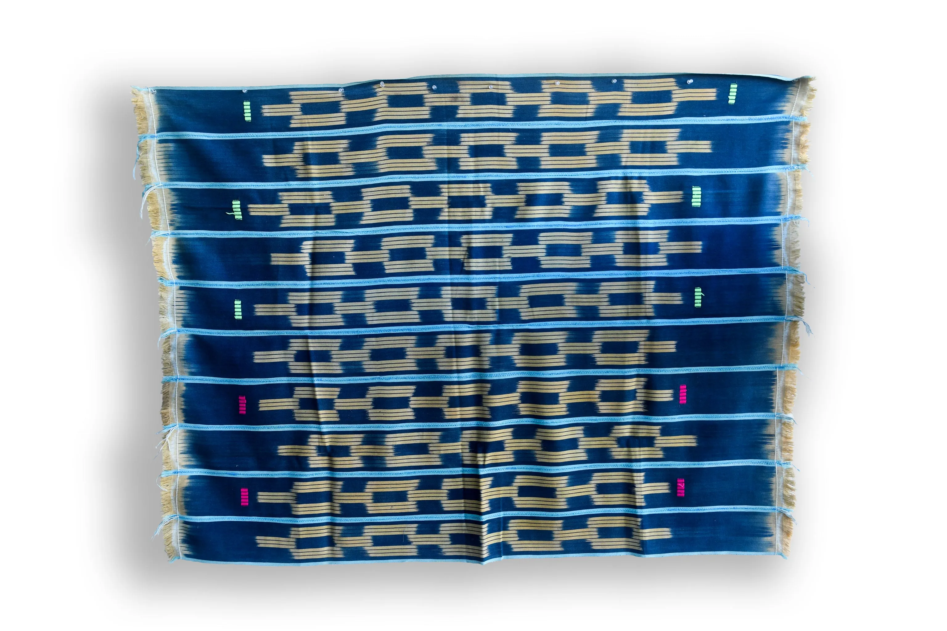 Indigo Tie Dyed Ikat Fabric,  Vintage African Baule Cotton Textile
