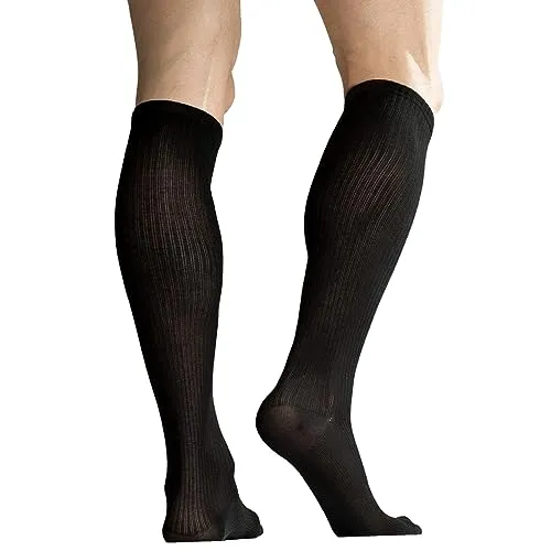  MD Cotton Compression Socks for Women & Men Circulation 6 Pairs 8-15mmHg Knee High Support Socks Moisture Wicking for Athletic Running Cycling 3Black/3White 10-13