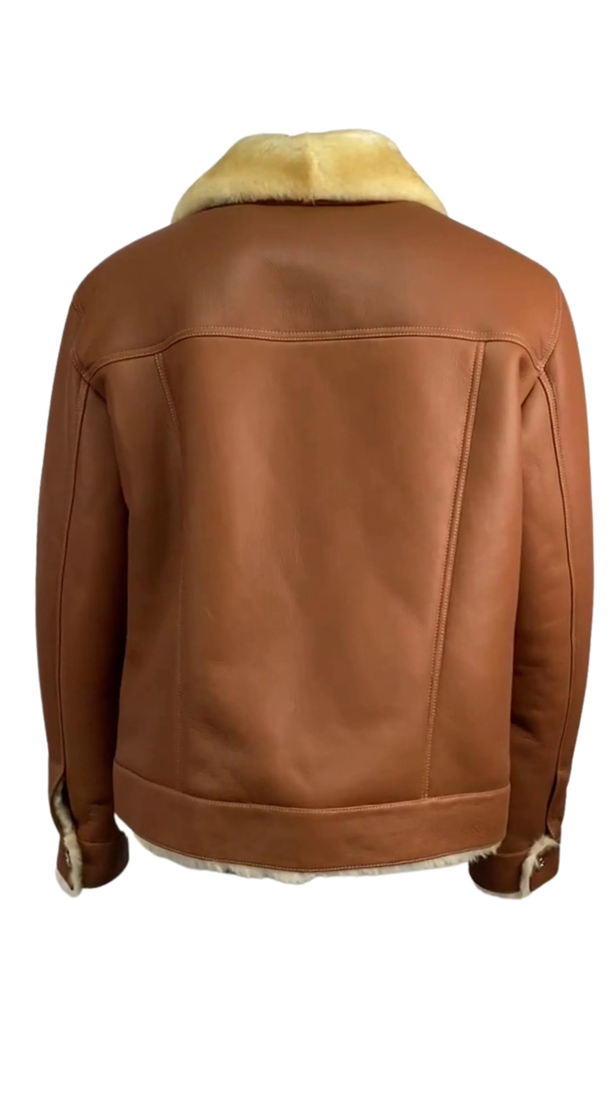 Men's Tan Color Denim Shearling Jacket Style # 2023