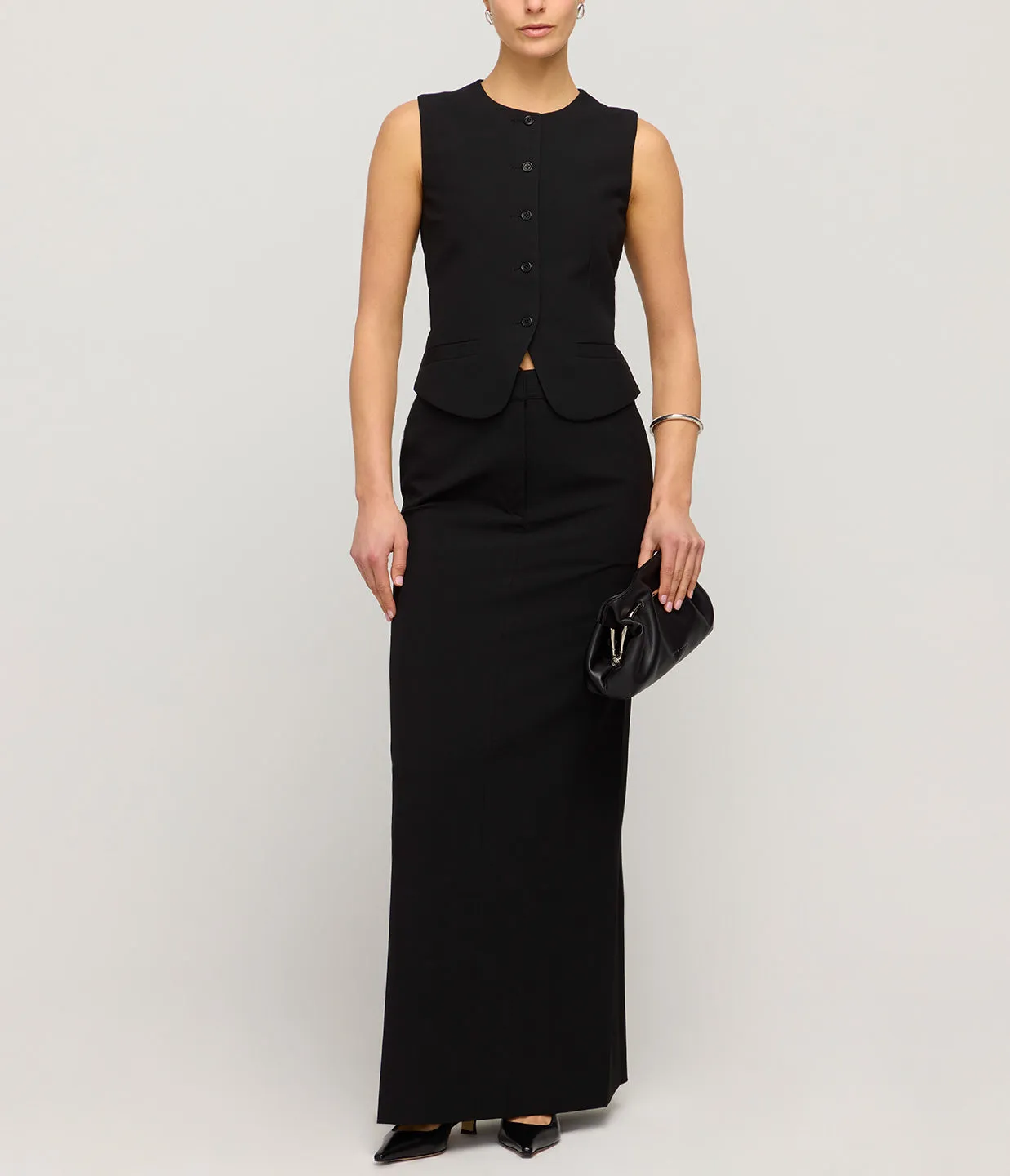 Minter Tailored Maxi Skirt in Black