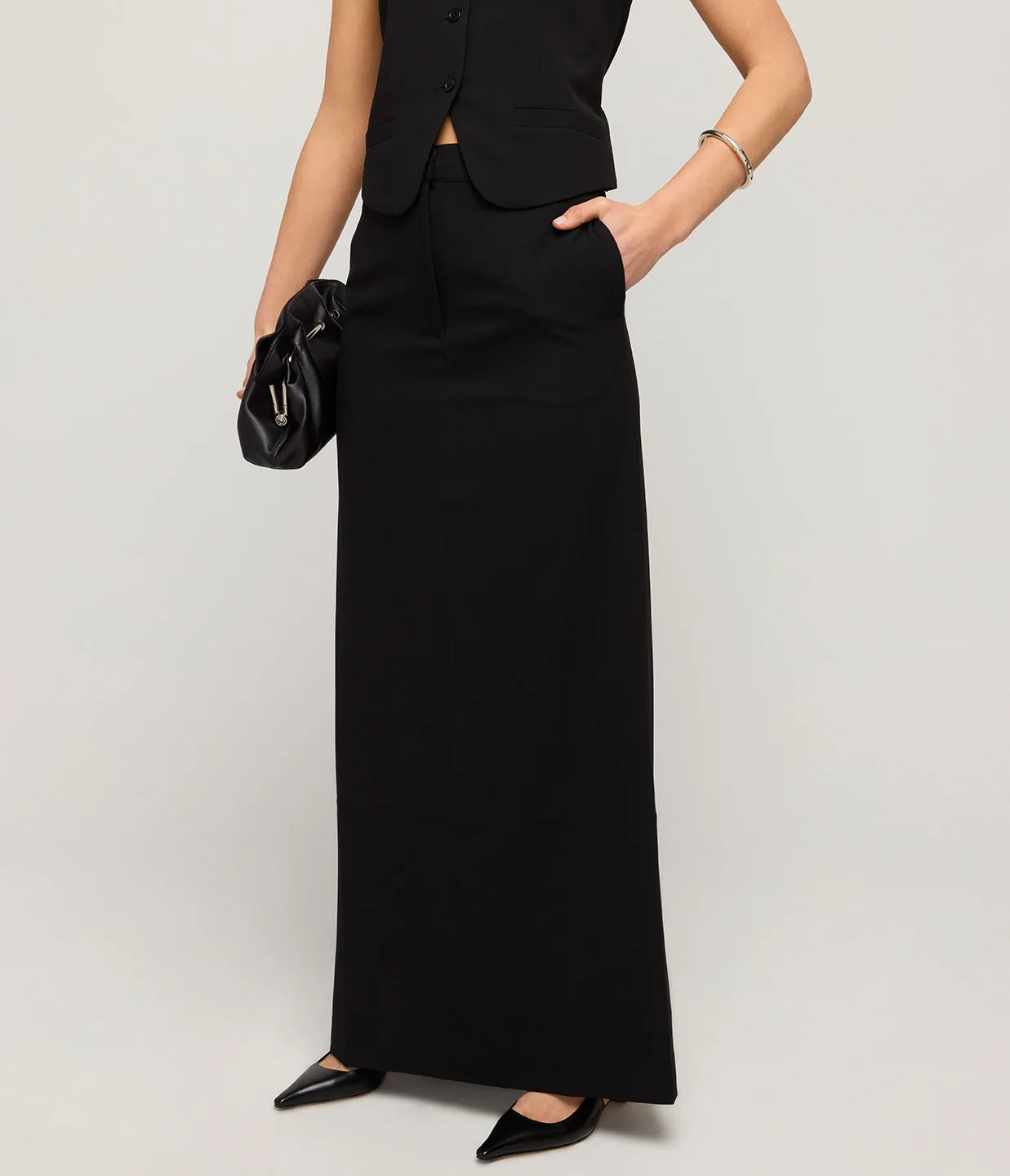 Minter Tailored Maxi Skirt in Black