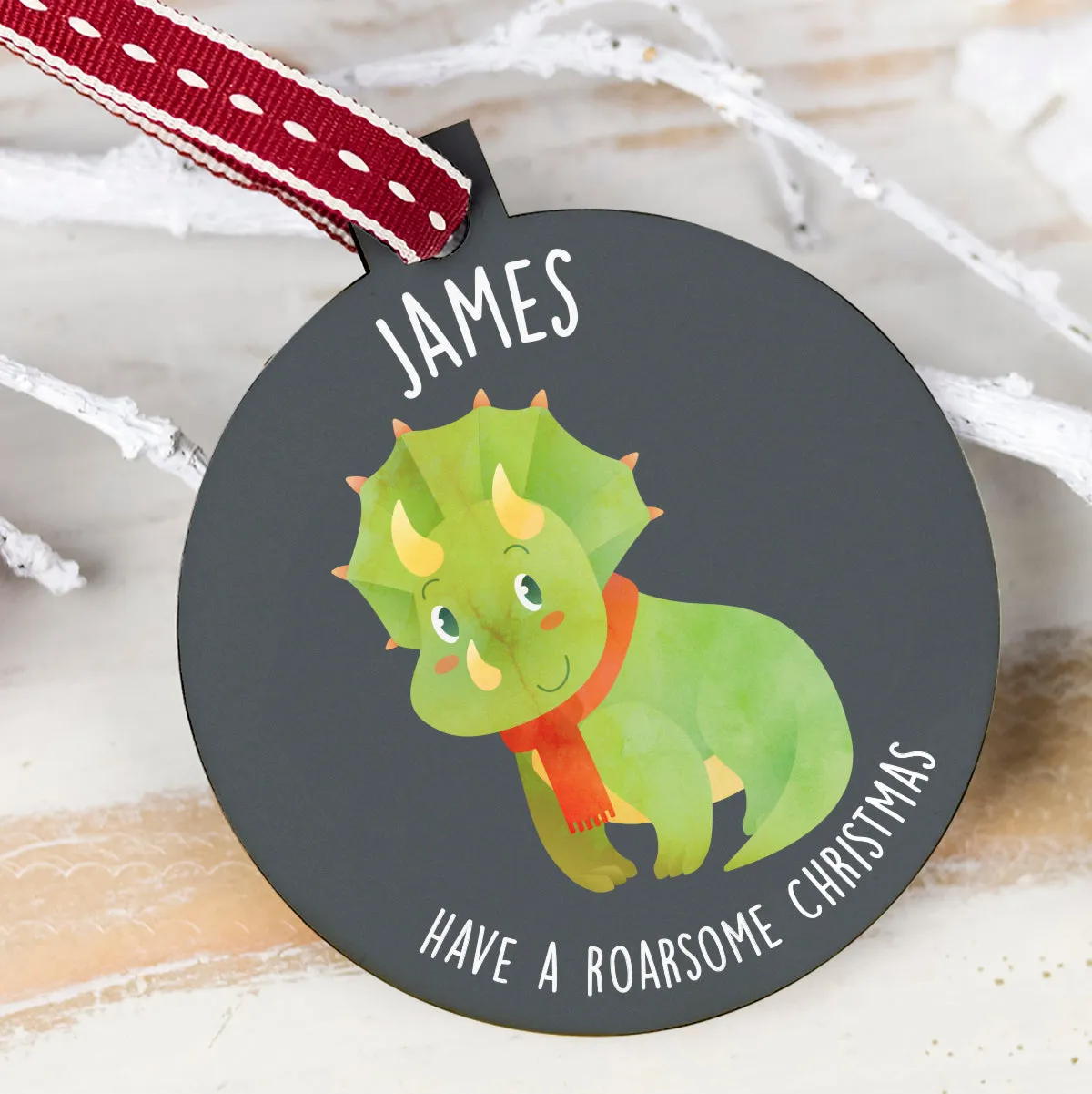 Personalised 'Roarsome Christmas' Triceratops Bauble