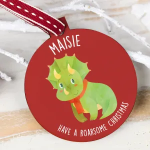 Personalised 'Roarsome Christmas' Triceratops Bauble