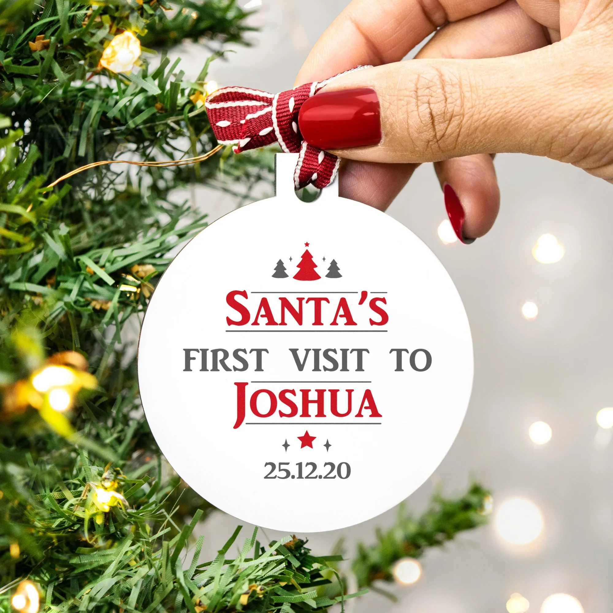 Personalised 'Santa's First Visit' Christmas Bauble