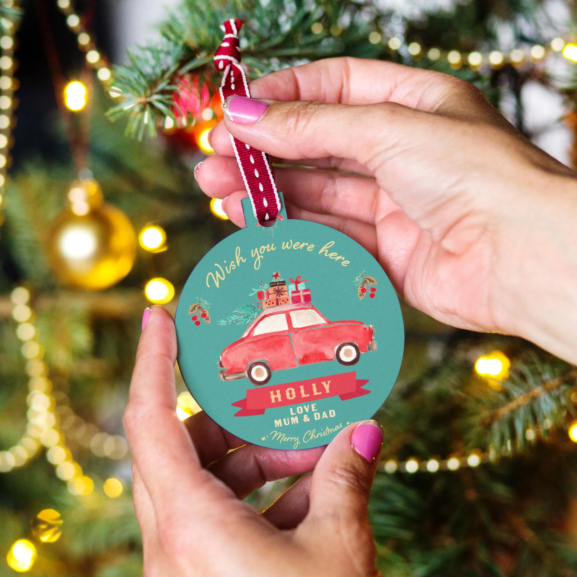 Personalised 'Wish You Were Here' Christmas Bauble