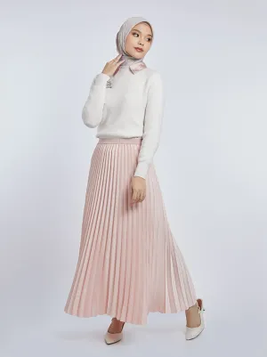 SATIN PLEATED SKIRT PLAIN PINK