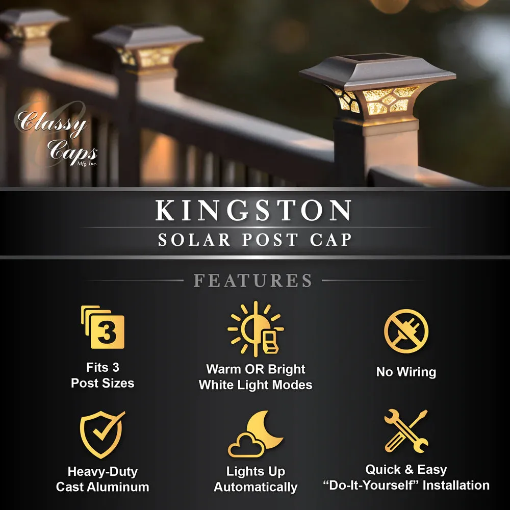 Solar Post Cap - Classy Caps Kingston White or Black Dual Lighted, SLZ332