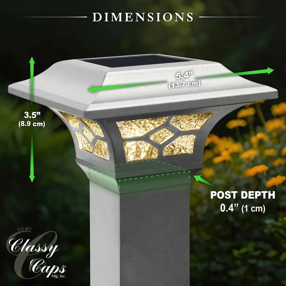 Solar Post Cap - Classy Caps Kingston White or Black Dual Lighted, SLZ332