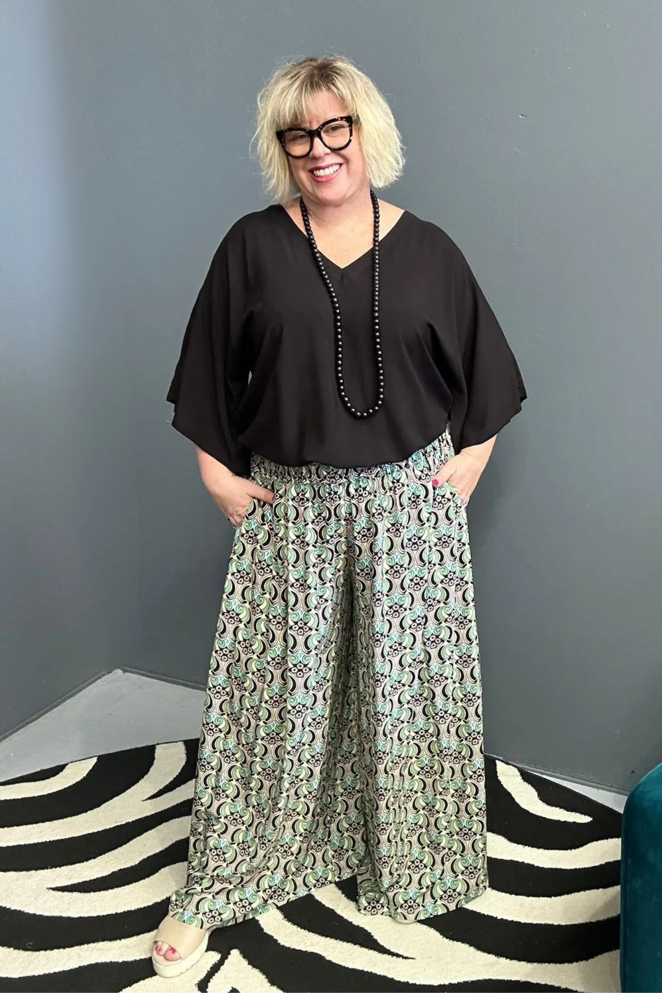 'SWAY' Palazzo Pant - Mint Swirl