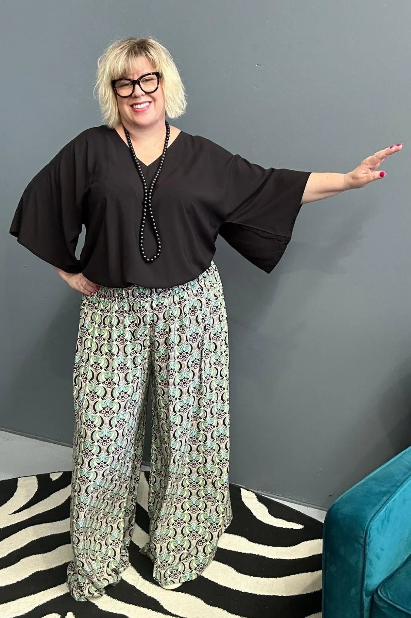 'SWAY' Palazzo Pant - Mint Swirl