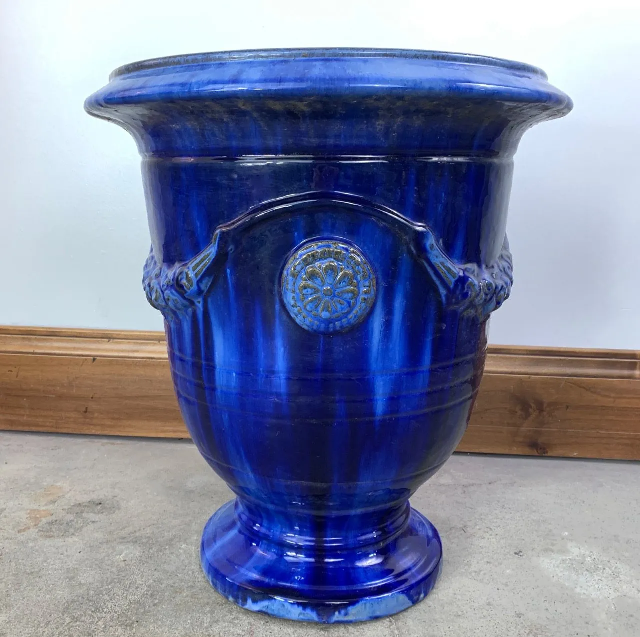 Urn Ceramic Pot, Planter, Blue