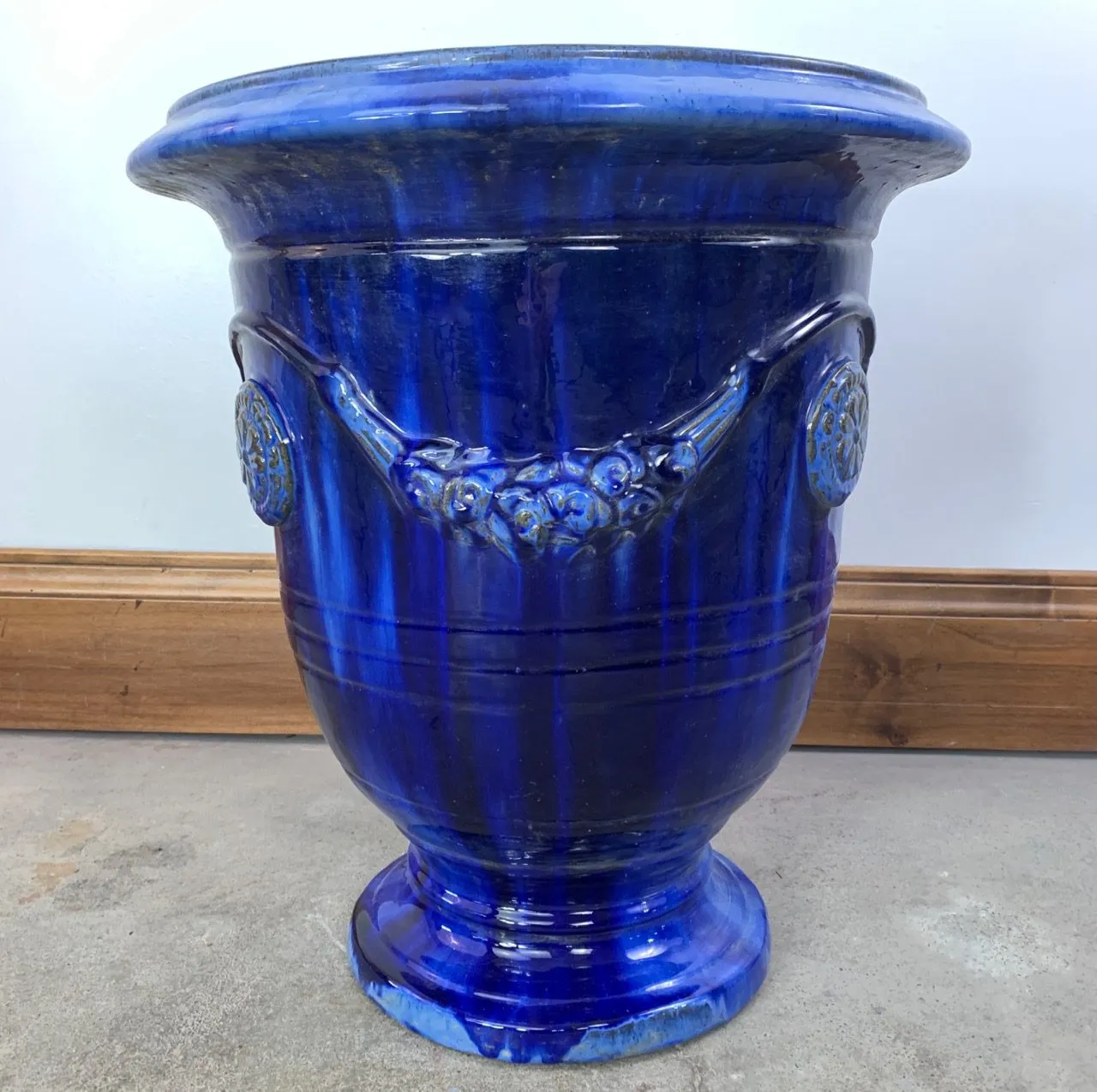 Urn Ceramic Pot, Planter, Blue