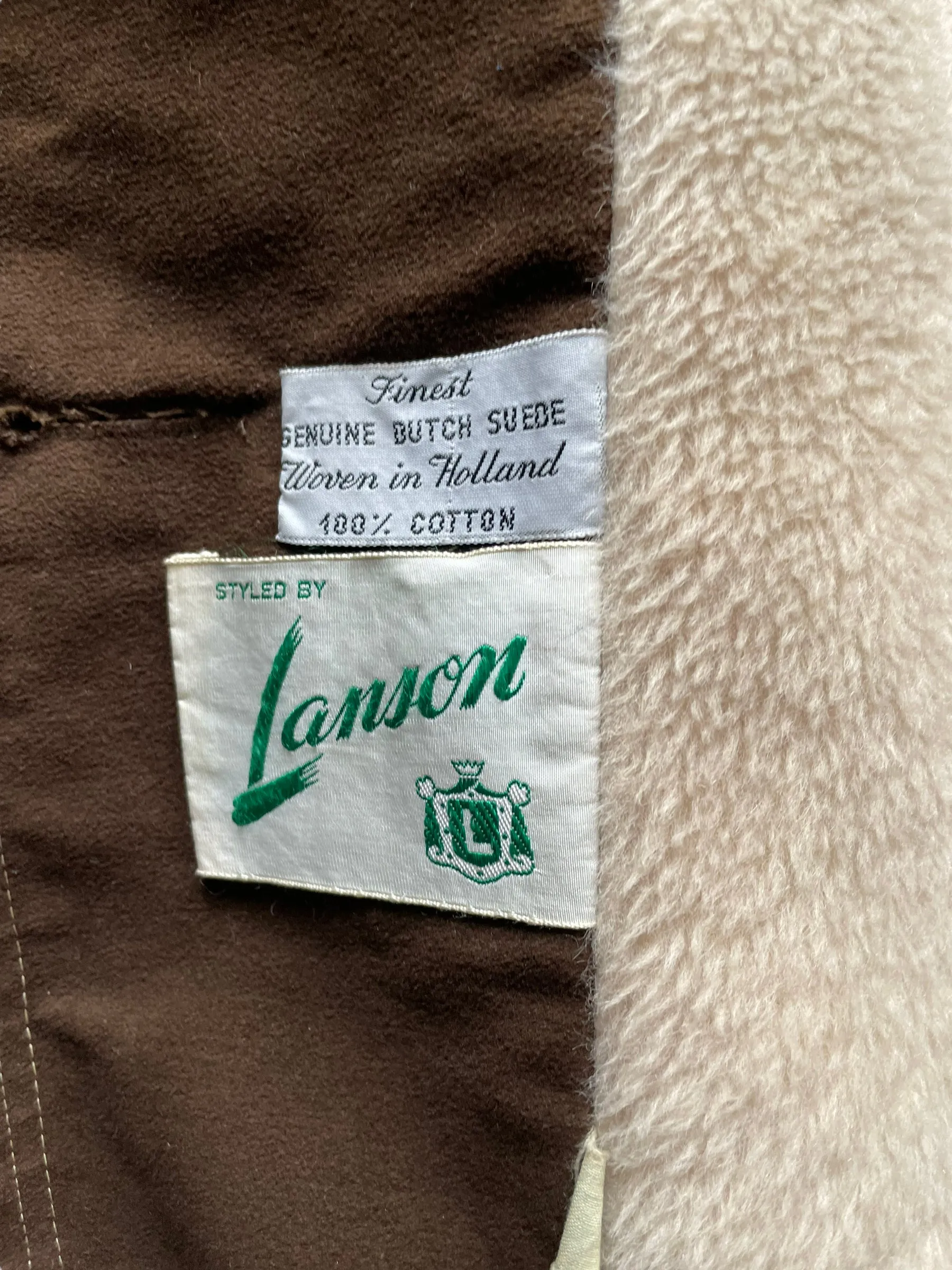 Vintage 1960s Lanson Brown Coat with Leopard Fur Collar SZ M-L